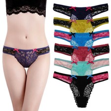 3 6 12 Pcs Lot Womens Lace Thongs Underwear G-string V-back Panties,XS S M