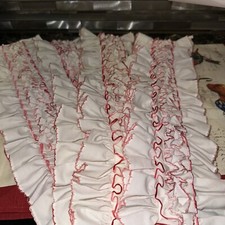 Vintage White with Persimmon Red Trim Ruffled Dickie Shirt Button On 1970's