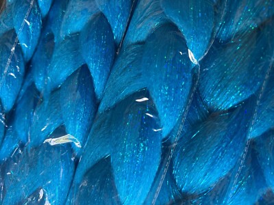 Kunsthaarverlängerung Haar Lametta Flechten Häkeln Türkis Blau 24'' L 9 Stück