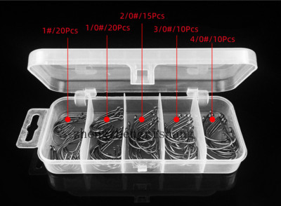 75Pcs/Box Offset Sport Circle Hook High Carbon Steel Octopus Fishing Hook 1#-4/0