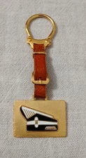 VINTAGE EXCELSIOR ACCORDION BRASS WATCH FOB WITH LEATHER BUCKLE STRAP