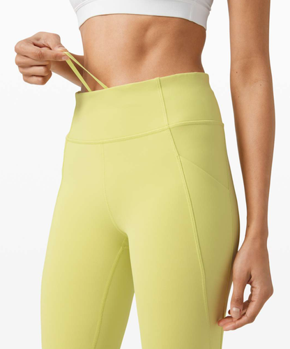 Lululemon Time To Sweat Crop 23 Lemon Vibe Neon Yellow Leggings Luxtreme sz 4 - Picture 8 of 23