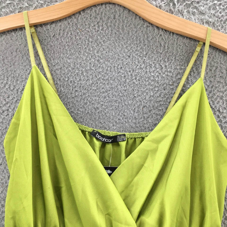 Vestido Boohoo Midi Imitación Envolvente Línea A Mujer 24 Verde Sin Mangas Pullover Informal Foto 4 de 4