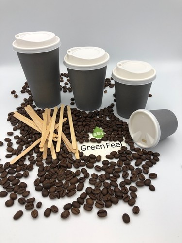 TAZAS DE PAPEL CAFÉ TÉ FIESTA GRIS 50 x 8 oz 12 oz tapas desechables bebidas frías calientes - Imagen 13 de 23