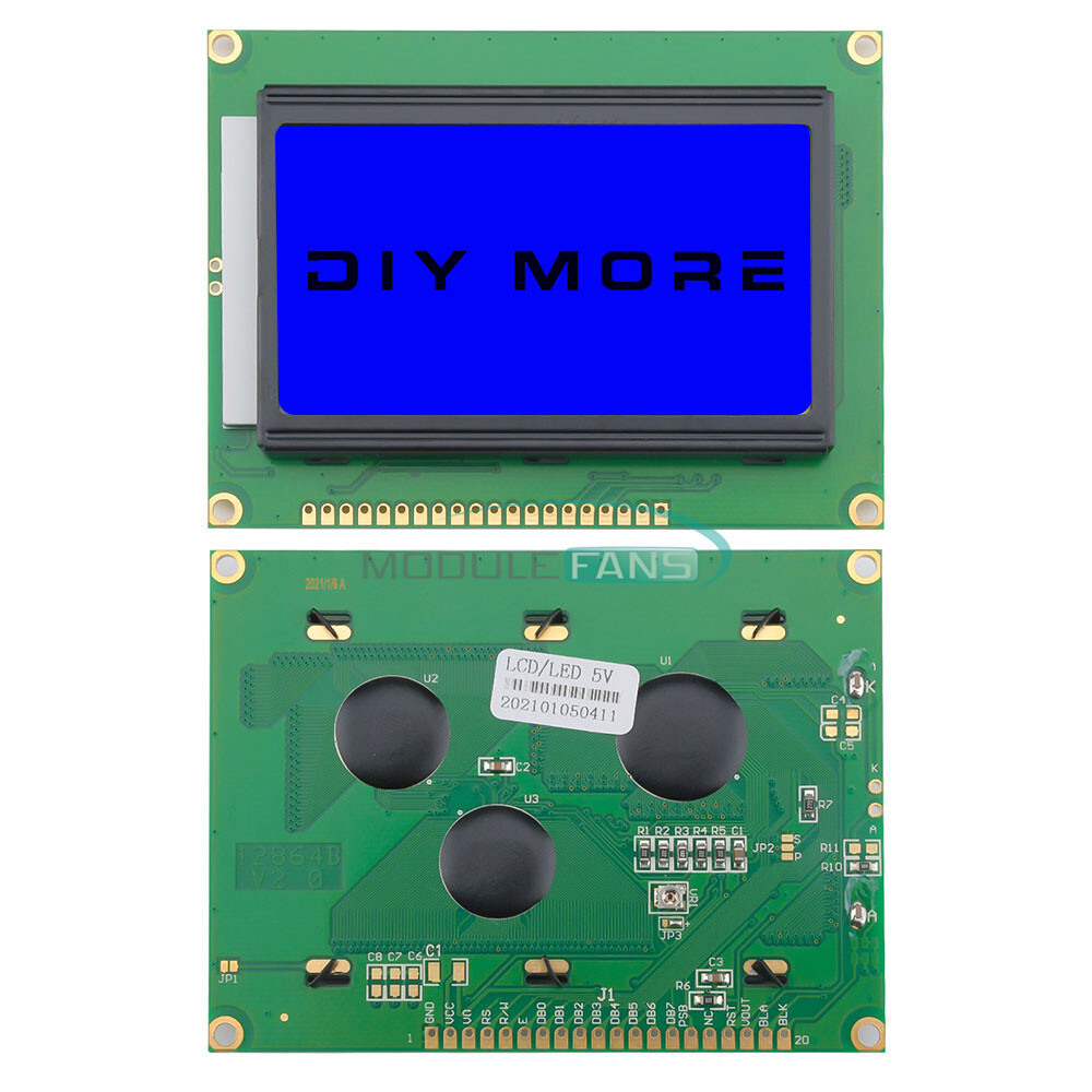 5V 12864 LCD Display Module 128x64 Dots Graphic Matrix LCD Blue