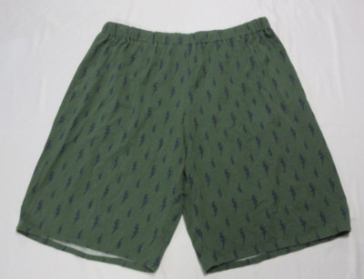 Handmade - Lightening Bolt Green Lounge Shorts (100% Cotton) Size: XL