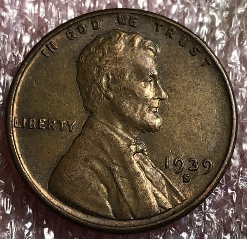 1939-S Lincoln Wheat Cent AU Copper Coin San Francisco US One Penny