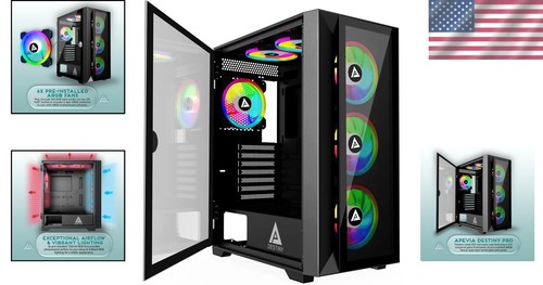 Elegant Mid Tower Case for Gamers: 6x ARGB Fans & Easy Component Access - Picture 2 of 9