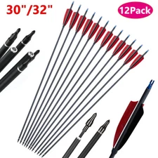 12Pcs 30"/32" Carbon Arrows SP500 Turkey Feathers Archery Compound Bow Hunting