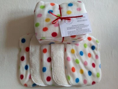 EASY PEASY Colour Spot! Bamboo & Fleece washable baby wipes pk10 NEW washable nappy wipes