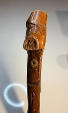 38" Bent Wood curved Walking Stick wood medium tone vintage cane peeling bark