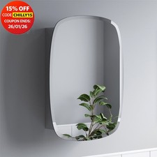 Bathroom Single Door Mirror Stainless Steel Round Edge Modern Cabinet 450x600mm