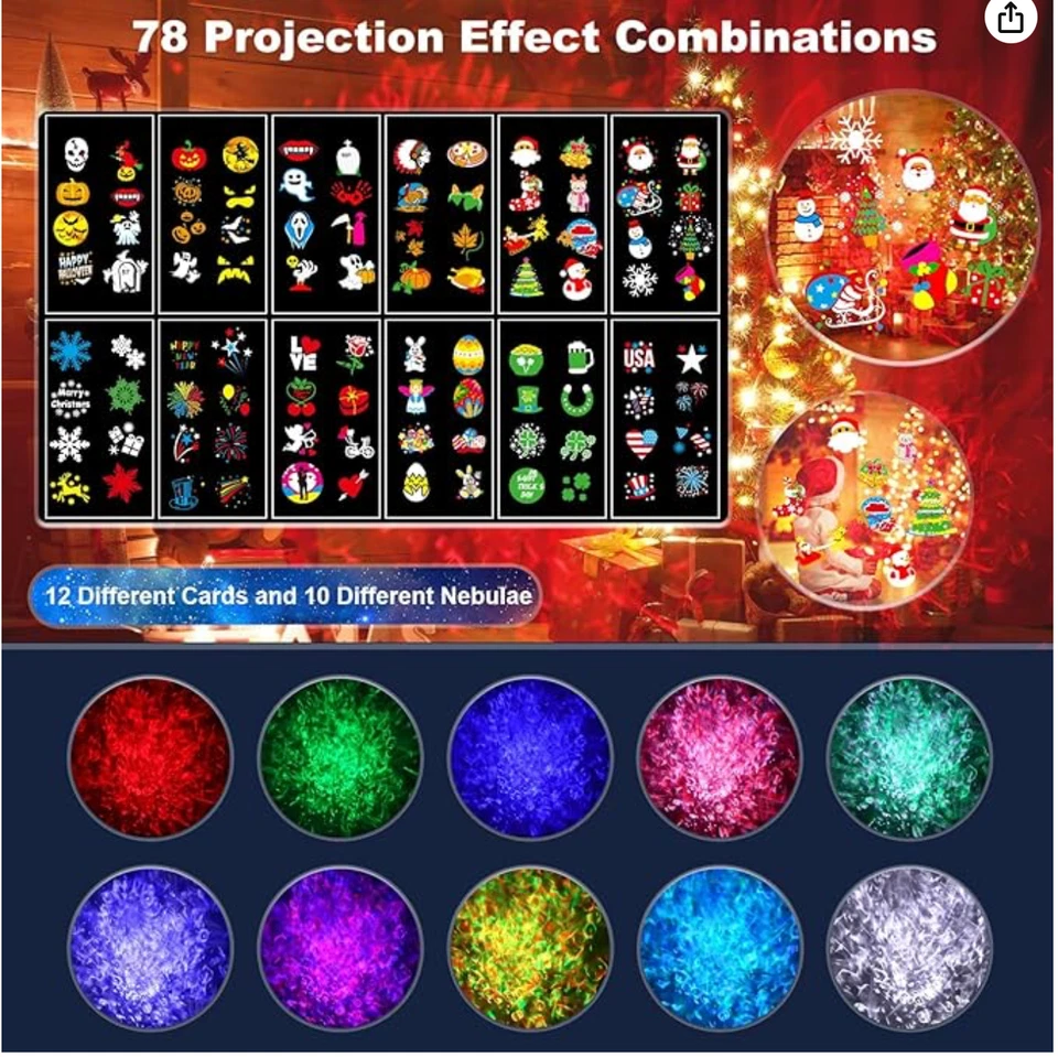 8-Pattern Christmas Projector Lights Outdoor 2-in-1, Holiday Projector Lights Ou - Image 3 of 4
