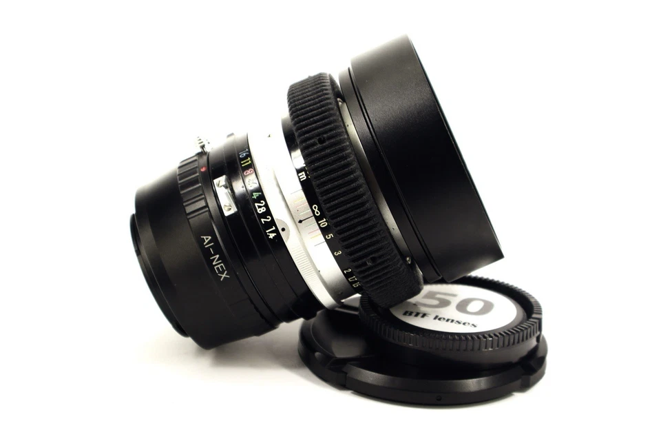 Nikon NIKKOR-S 50mm f/1.4 Cine Mod | Sony E Mount | 77mm Hood | Focus Gear - Image 4 of 4