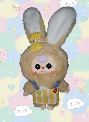 Baby Three Macaron Cute Bunny V1 Brown Plush Boba Eyes Box Card Confirmed