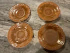 Vintage 1940s Anchor Hocking Fire-King Peach Lustre Laurel Leaf Saucer, set of 4