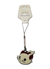 Cat Face Phone Charm Strap Keychain Cute Kitten Anime Style Jewelry NWT