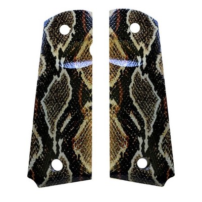 1911 Full Size Grips Rattle Snake HD UV Printed over Diamond Wood Laminate