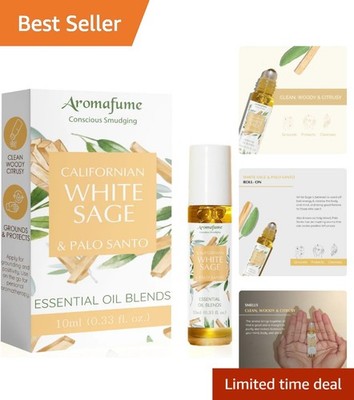 Natural White Sage & Palo Santo Essential Oil Roll-On - Soothing 10ml Solution