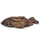 Eco-friendly Ocean Fish Shaped Natural Brown Mango Tree Wood Kitchen Plate Bowl