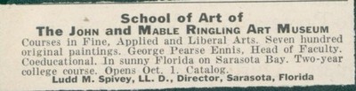 1931 School of Art John Mable Ringling Art Museum Ludd Spivey Sarasota FL Ad RB1