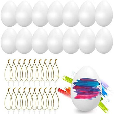 Ostereier Plastik weiß, Plastic Easter Eggs 24pcs, Kunststoffeier Dekoeier, Plas