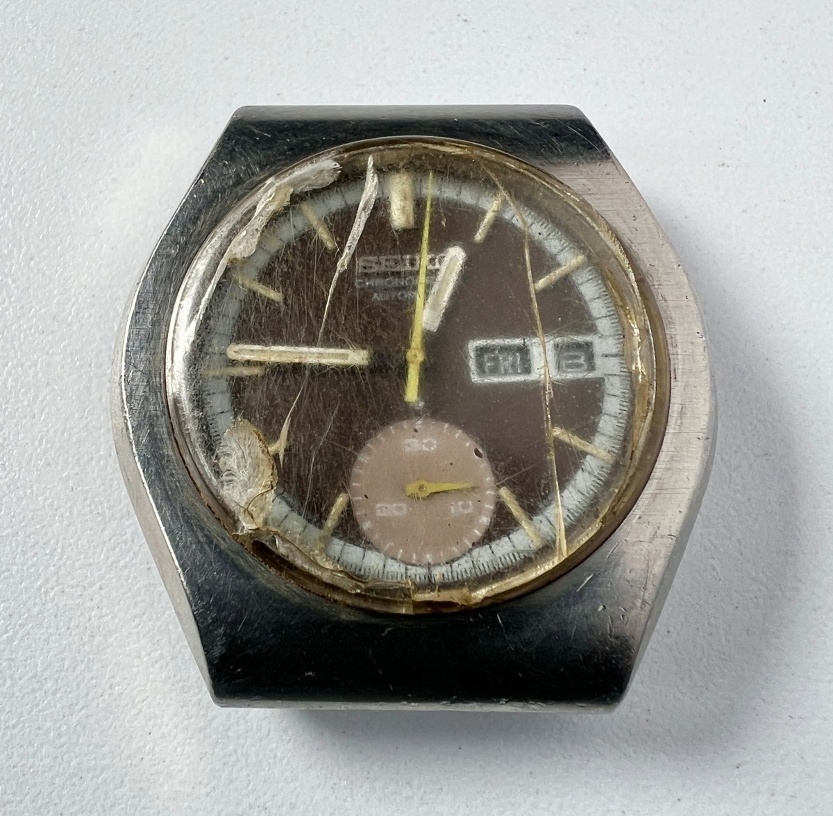 SEIKO 6139-8020 Automatic Chronograph Watch Vintage Mens Brown