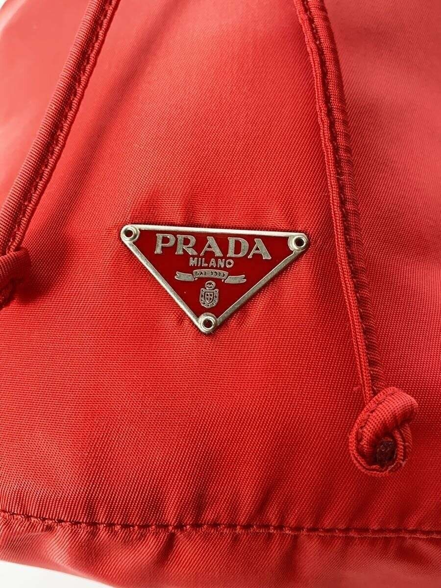 PRADA Pouch Triangle Logo Drawstring Nylon Red Pl… - image 7