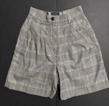 Vintage GUCCI Ladies Glen Plaid Wool Silk Blend Shorts Size 40 Small 25 Waist