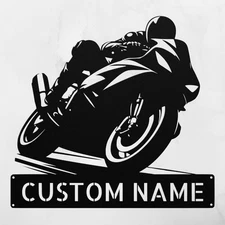 Personalized 3D Motorcycle Metal Sign Custom Wall Decor for Home and Office