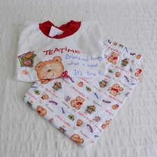 Vintage Tesco Children's Pyjama Set, 12-18 months Toddler Mr Bear Teatime Unisex