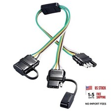 NEWSUN 4 Pin to 4 Pin Trailer Light Wiring Connector Adapter, 1 to 2 Way 17.5"