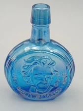 Wheaton Andrew Jackson Blue Glass Bottle Presidential 1829-37