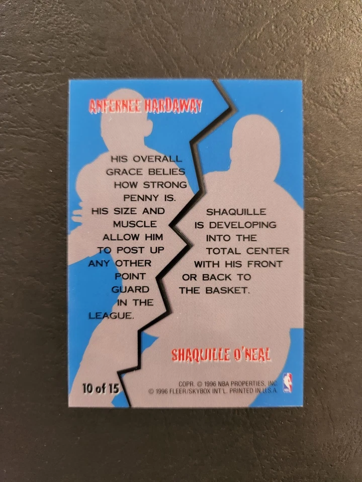 1996-97 Fleer SHAQUILLE O'NEAL / ANFERNEE HARDWAY Game Breakers Insert # 10 - image 2 of 2