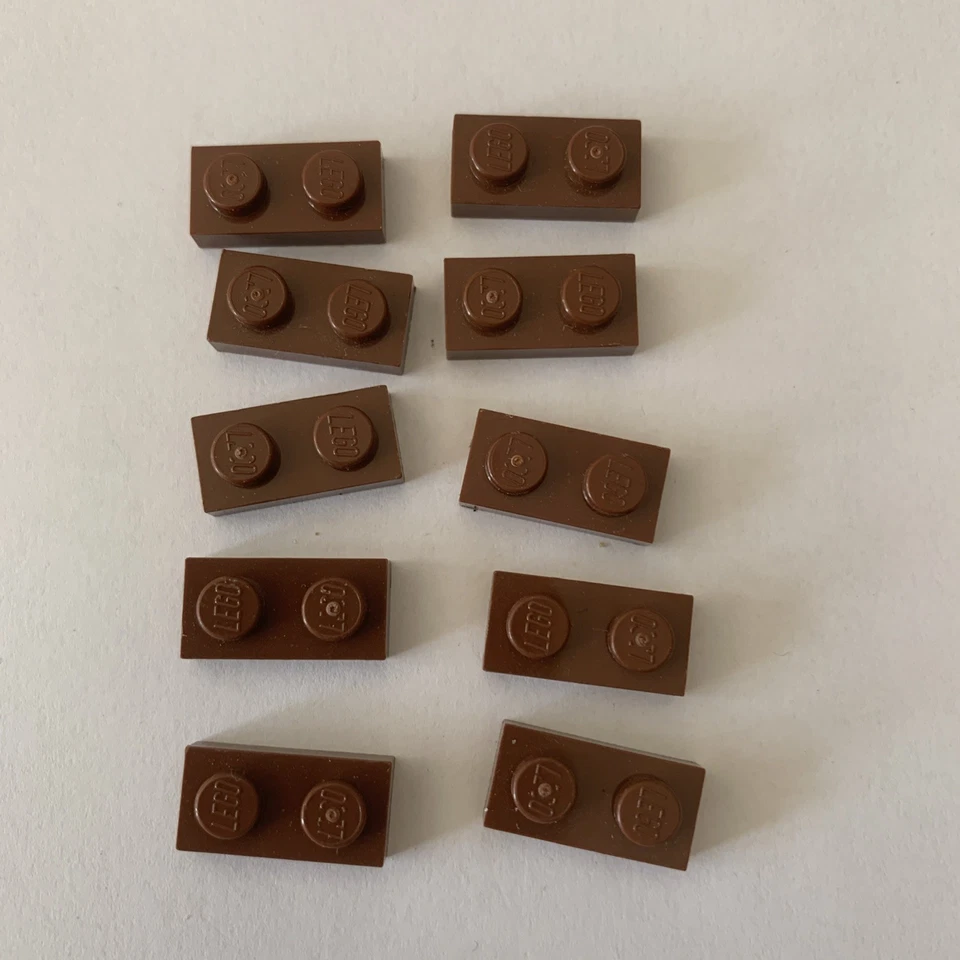 10 Plaques Lego 2x1, 3023 Marron - Photo 1/1