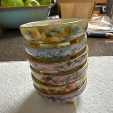 O.E.&G. Royal Austria Porcelain Gilt Gold Salt Cellars, Vintage, Set of 6