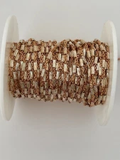 Sterling Silver (92.5) Two-Tone Rose Gold Chain. Sterling Silver Cable Tube Chai