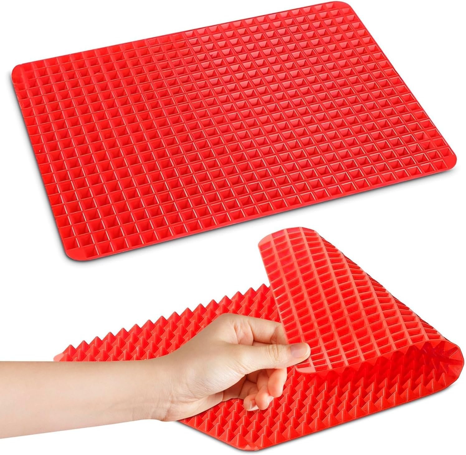 2 Pack Non Stick Silicone Cooking Mat Fat Filtering Pyramid Design 16x11.5"
