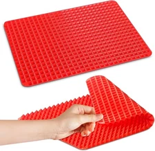 2 Pack Non Stick Silicone Cooking Mat Fat Filtering Pyramid Design 16x11.5"