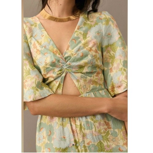 Nuevo con etiquetas Mono Anthropologie x Sancia The Aida Floral Pierna Ancha $239 MÁS 1X Verde - Imagen 2 de 7