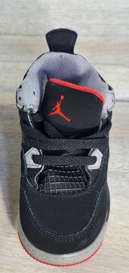 耐克 Air Jordan 4 复古尺寸 6C TD Bred 黑色红色 BQ7670-060 儿童幼儿鞋 #1 — 第 2/4 张图片