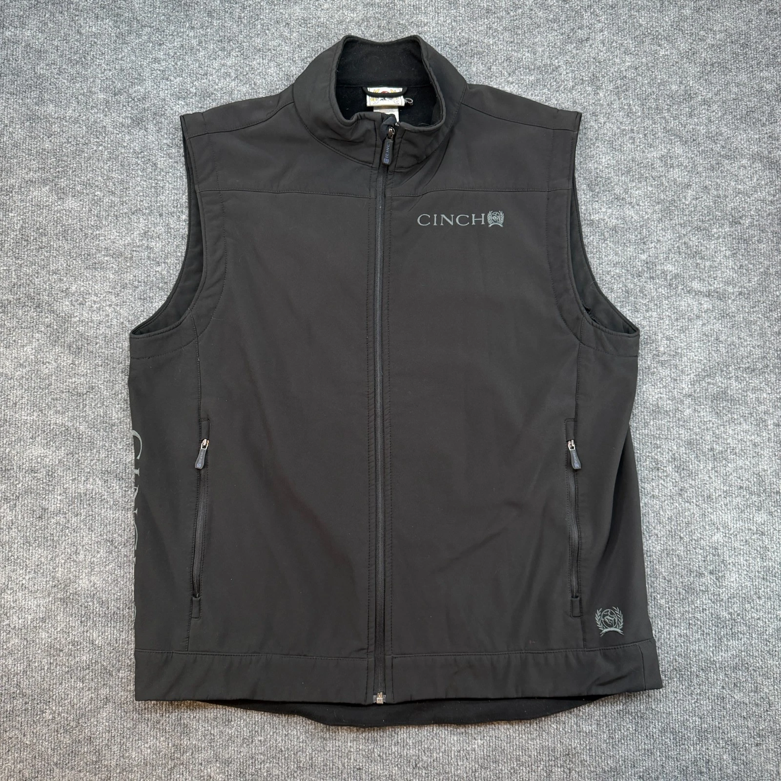 Cinch Bonded Vest Mens XL Full Zip Black Concealed Carry Bonded Fleece
