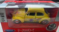 Welly Vw KäFer, Volkswagen, Hippie Version, Gelb, Die Cast Metal, Nex, Neu/Ovp