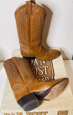 Vintage Dan Post Made In Spain Tall Womens Western Cowboy Boots Tan Size 6 1/2 C