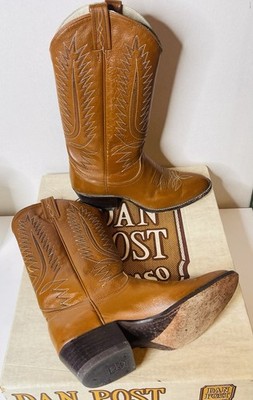 Vintage Dan Post Made In Spain Tall Womens Western Cowboy Boots Tan Size 6 1/2 C