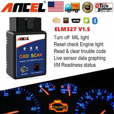 ANCEL ELM327 OBD2 Scanner Bluetooth Code Reader Check Engine Diagnostic Tool