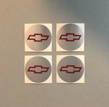 Center Cap Decals - Silver W/ Red Bowtie, Fits 2-1/4" Diameter