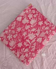 5 Yard Hand Block Print Handmade Cotton Indian Natural Sanganeri Print Fabric.