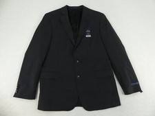 Stafford Blazer Mens 46 Long Classic Charcoal Grey Hopsack Wool Blend Stretch