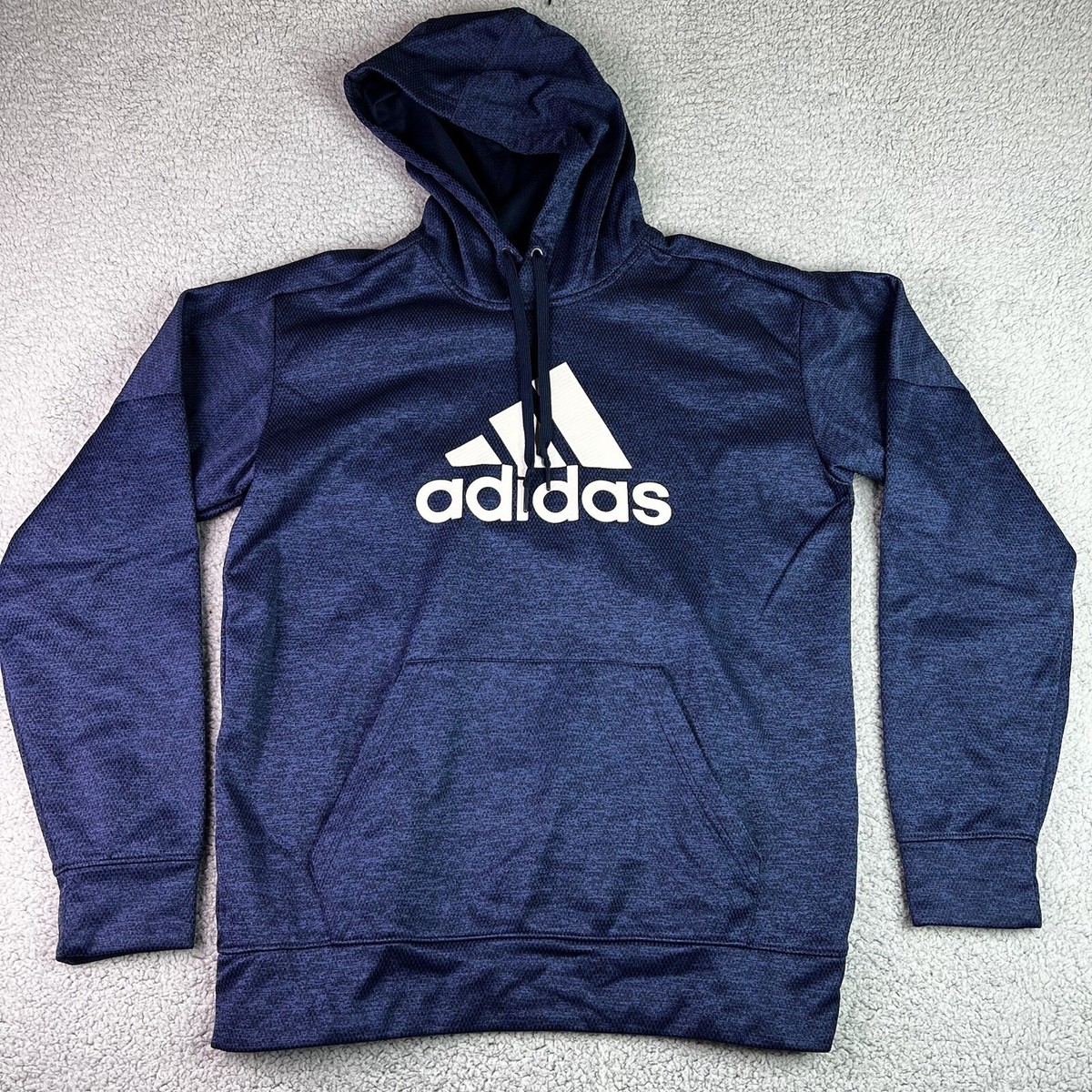 Adidas Climawarm Athletic Pullover Hoodie Sweat Shirt Mens M Blue Spotted